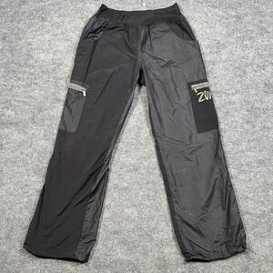 Zumba Fitness Womens Black Nylon Cargo Dance Pants Gold Logo Size Large